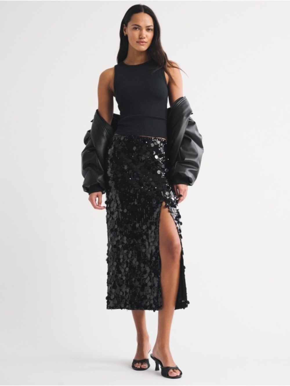 Abercrombie & Fitch Black Sequin Maxi Skirt